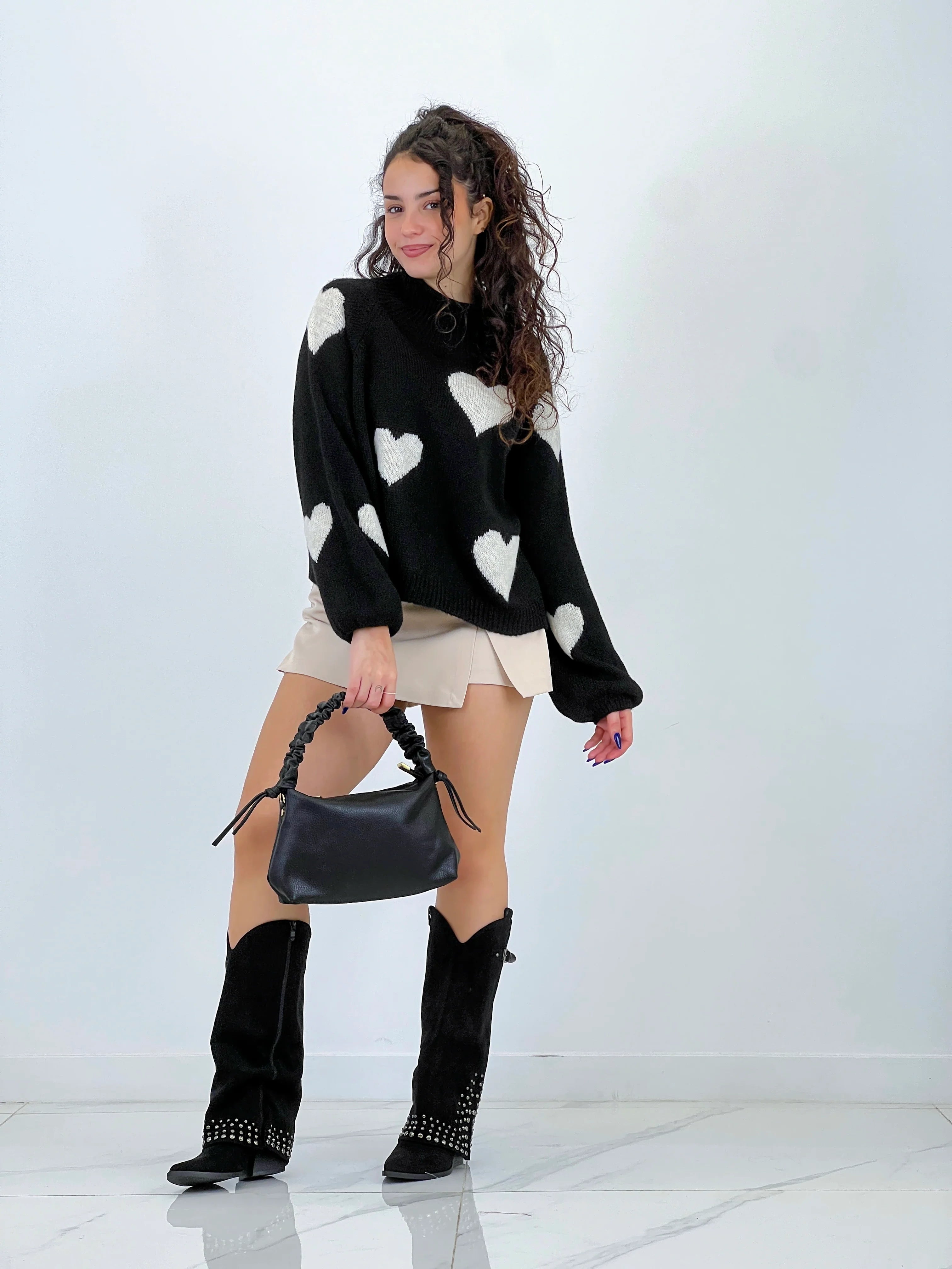 COWBOY BOOT WITH GAITER (BLACK)