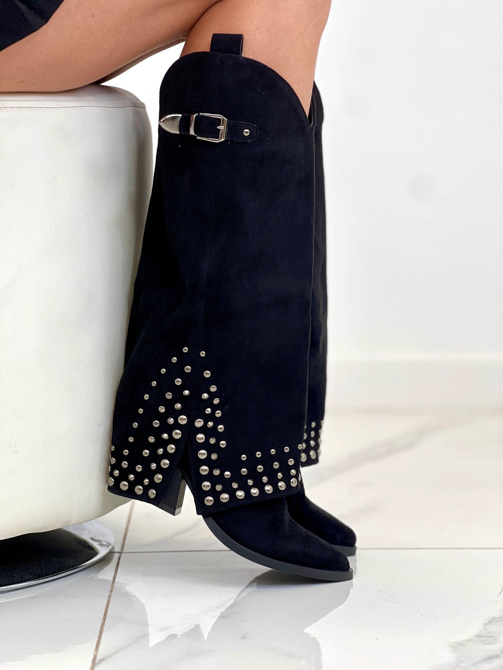 COWBOY BOOT WITH GAITER (BLACK)
