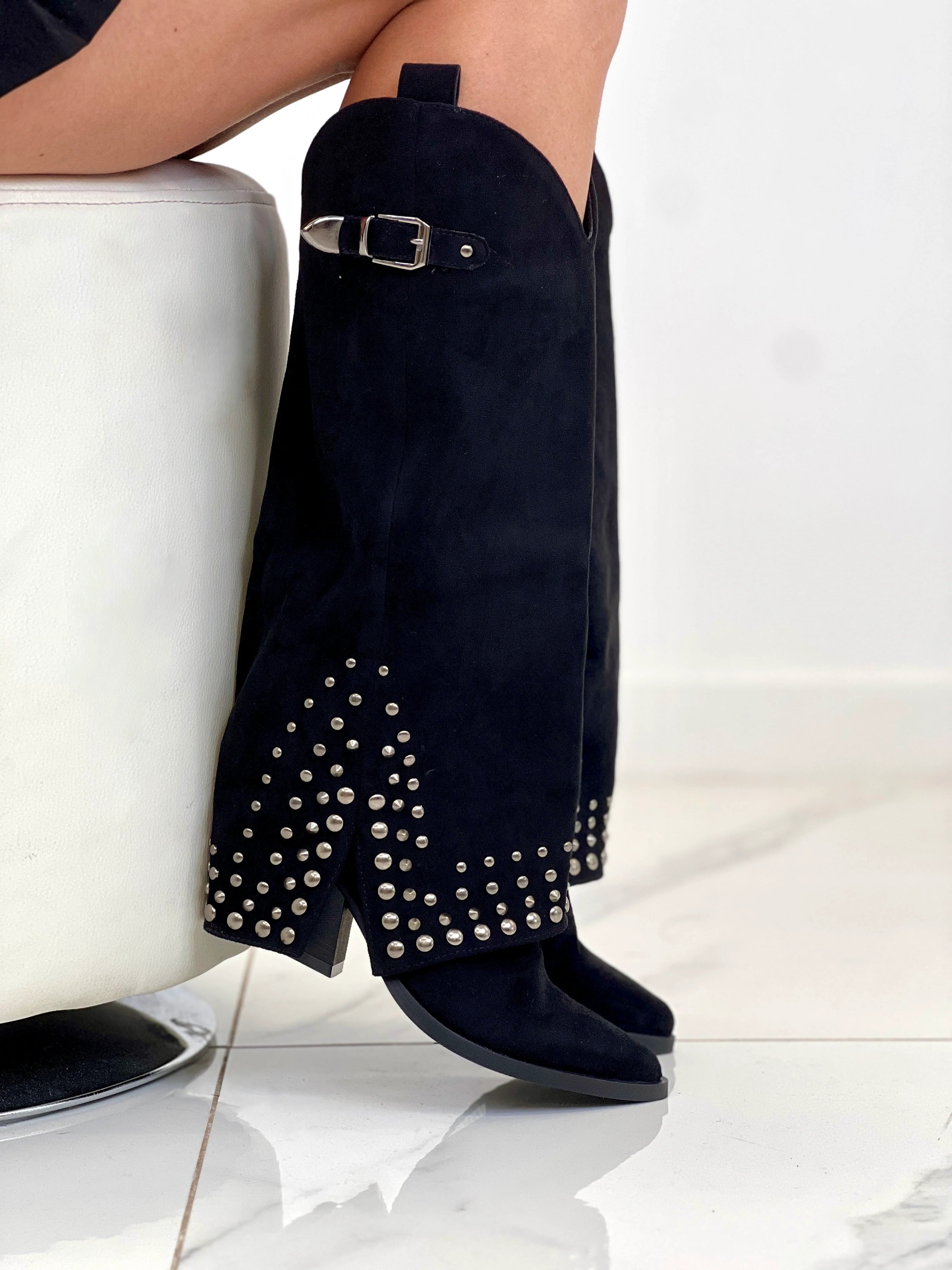 COWBOY BOOT WITH GAITER (BLACK)