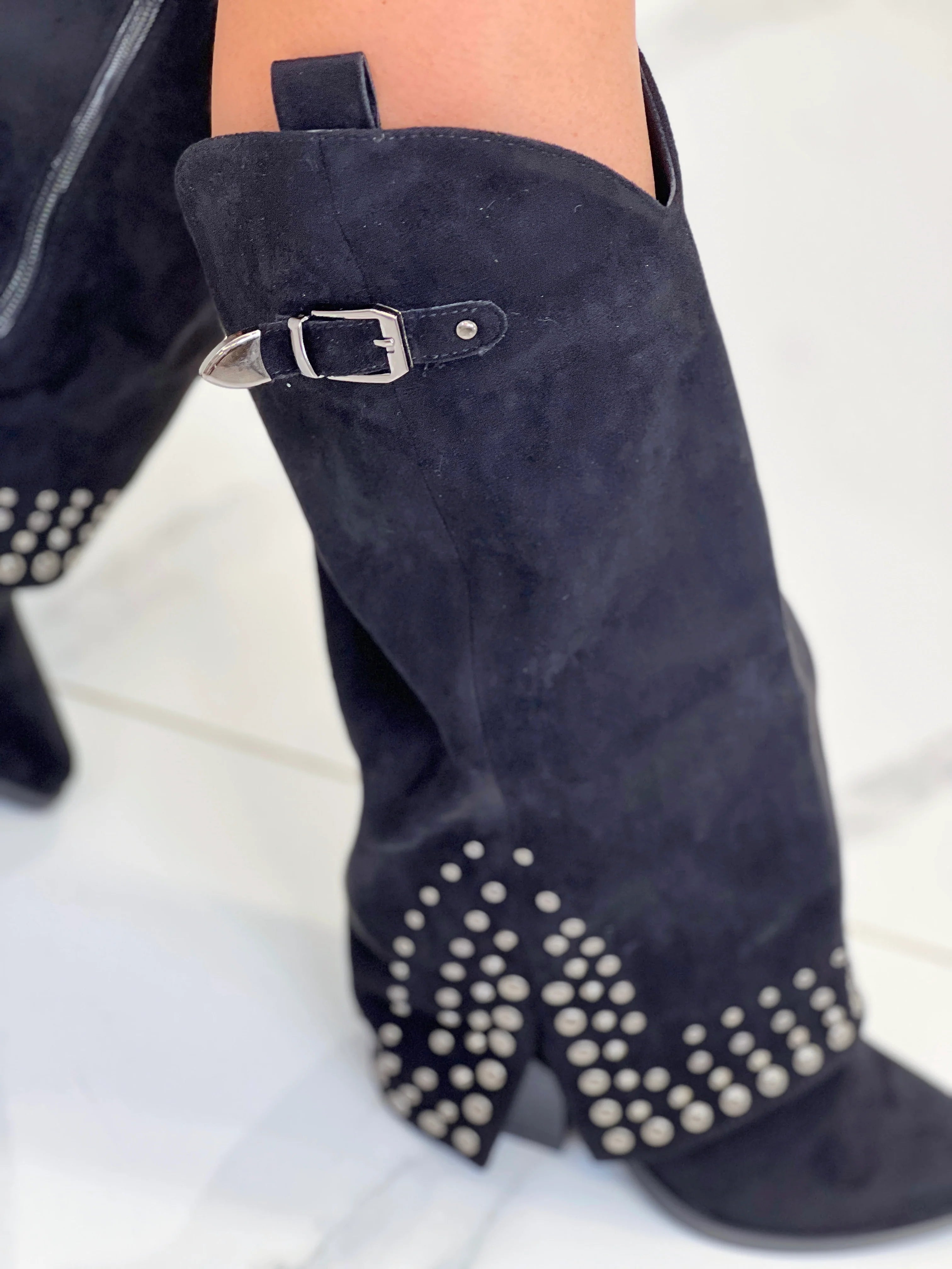 COWBOY BOOT WITH GAITER (BLACK)